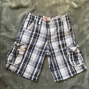 Mossimo Supply Co. Black and White Plaid Cargo Shorts